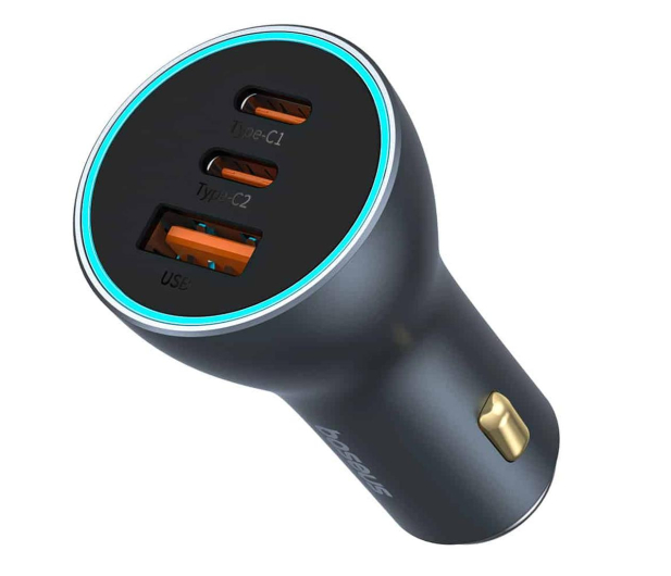BASEUS Samochodowa 65W GaN 2x USB-C USB-A Golden Contactor Pro C00035202841-00 - 1238473 - zdjęcie